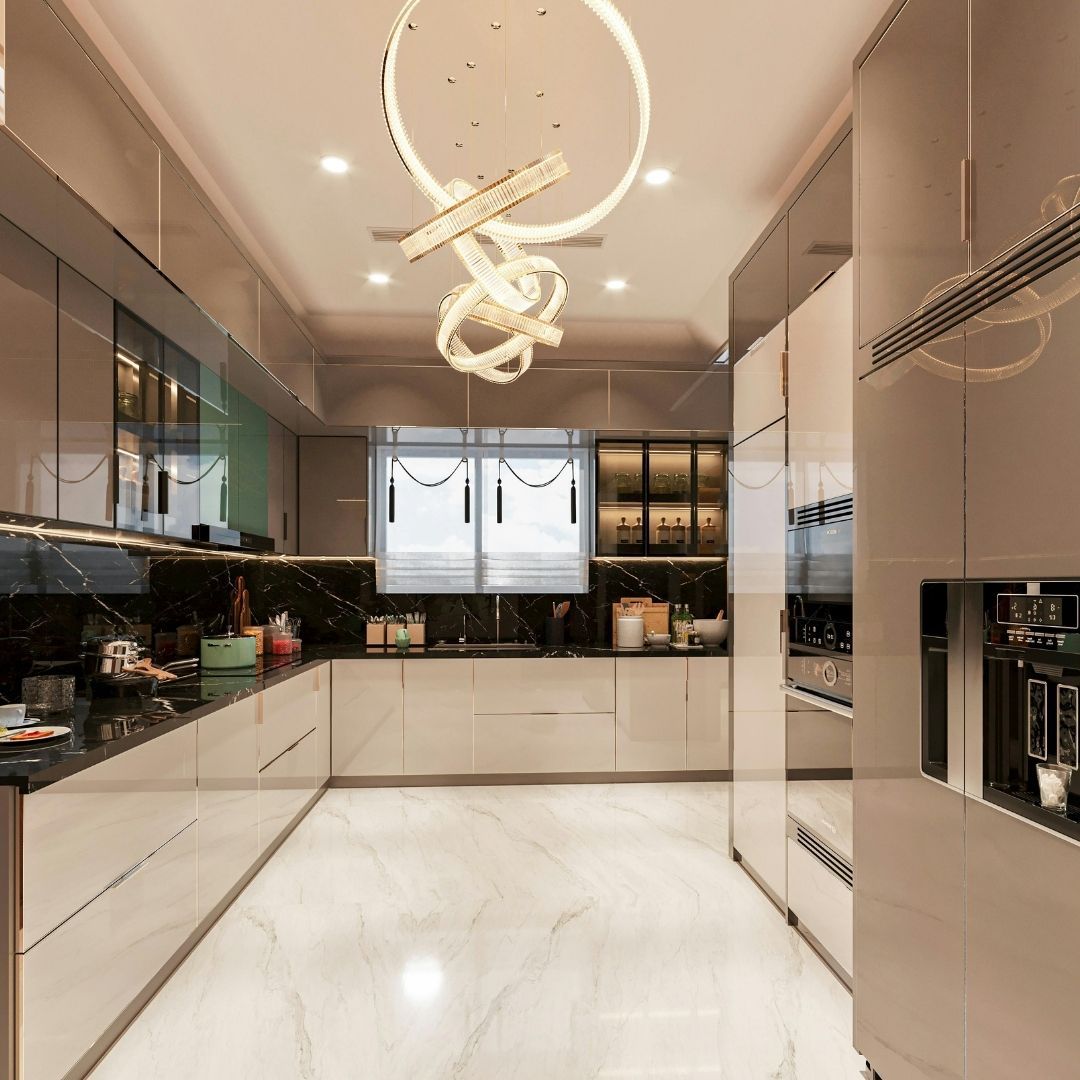 modern kitchen with geo light 