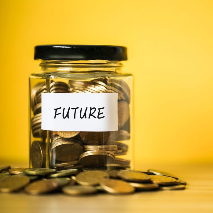 a jar of change that says "future"