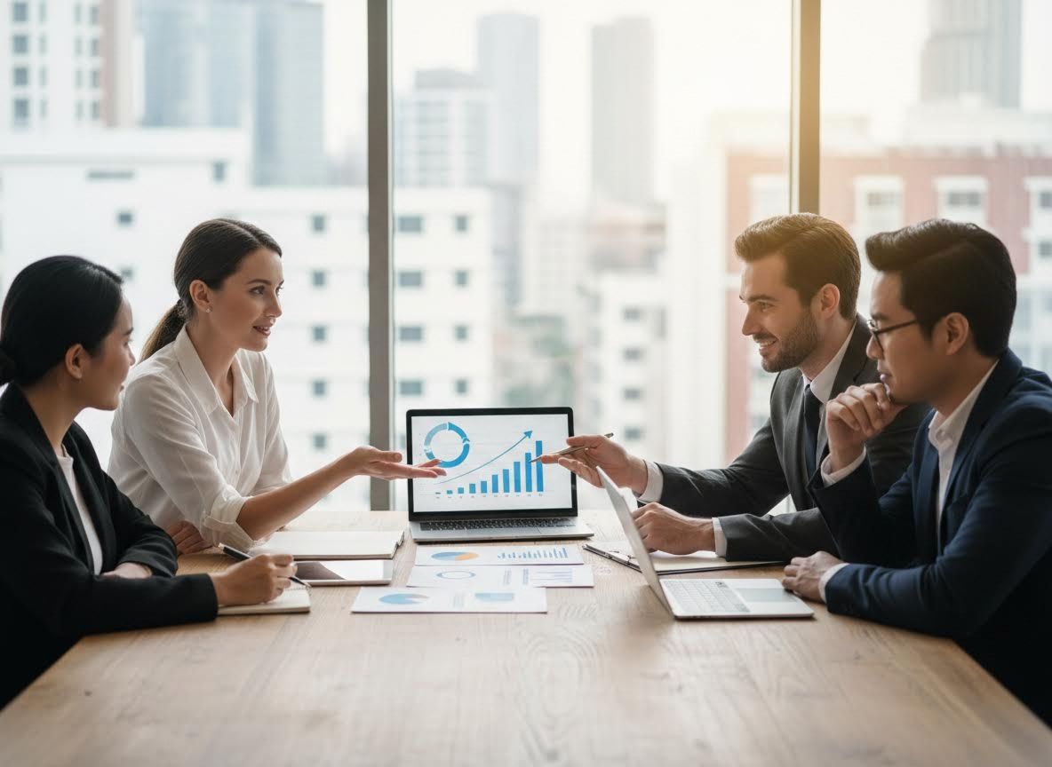 Business Team Analyzing Growth Charts