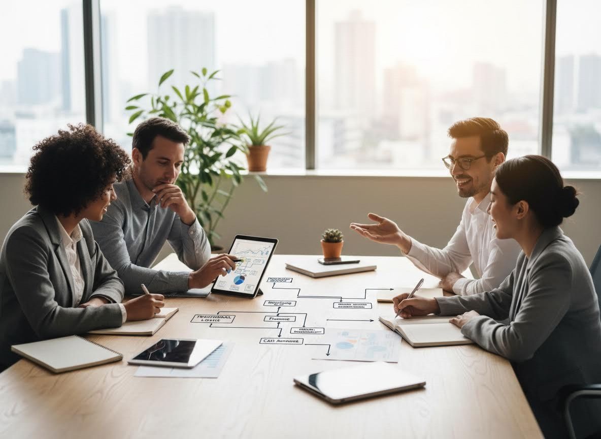 Diverse Business Professionals Collaborating on Data Analysis