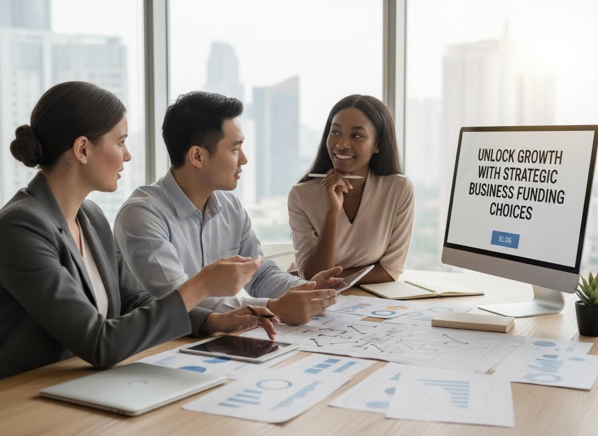 Business professionals discussing strategic funding