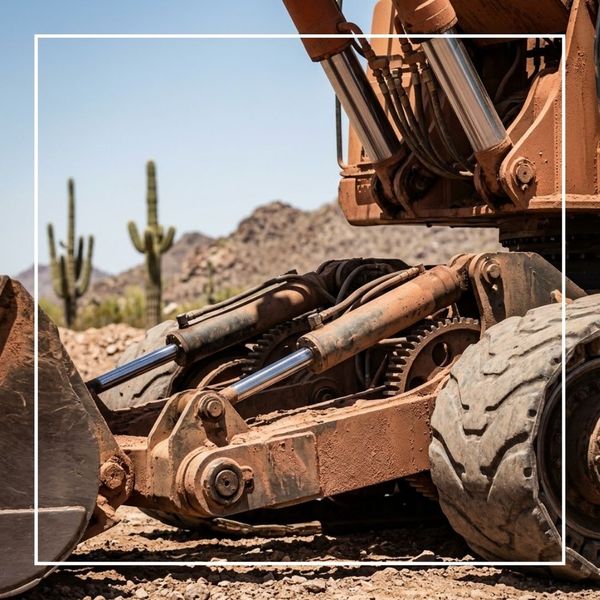 Industrial machinery, red Arizona dust