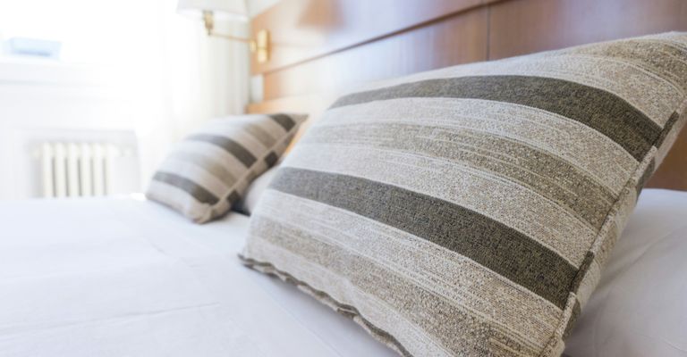 Hotel bed and pillows