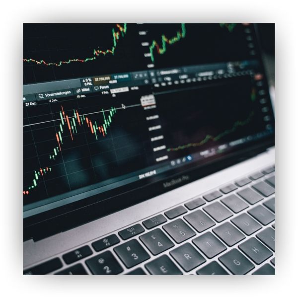 Computer screen showing market analytics