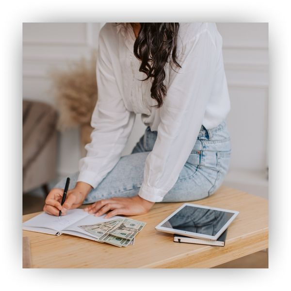 Woman managing money