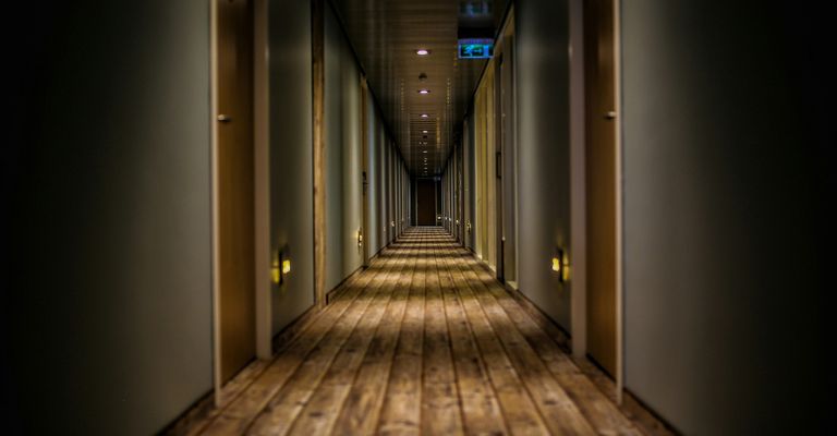 Empty hotel hallway