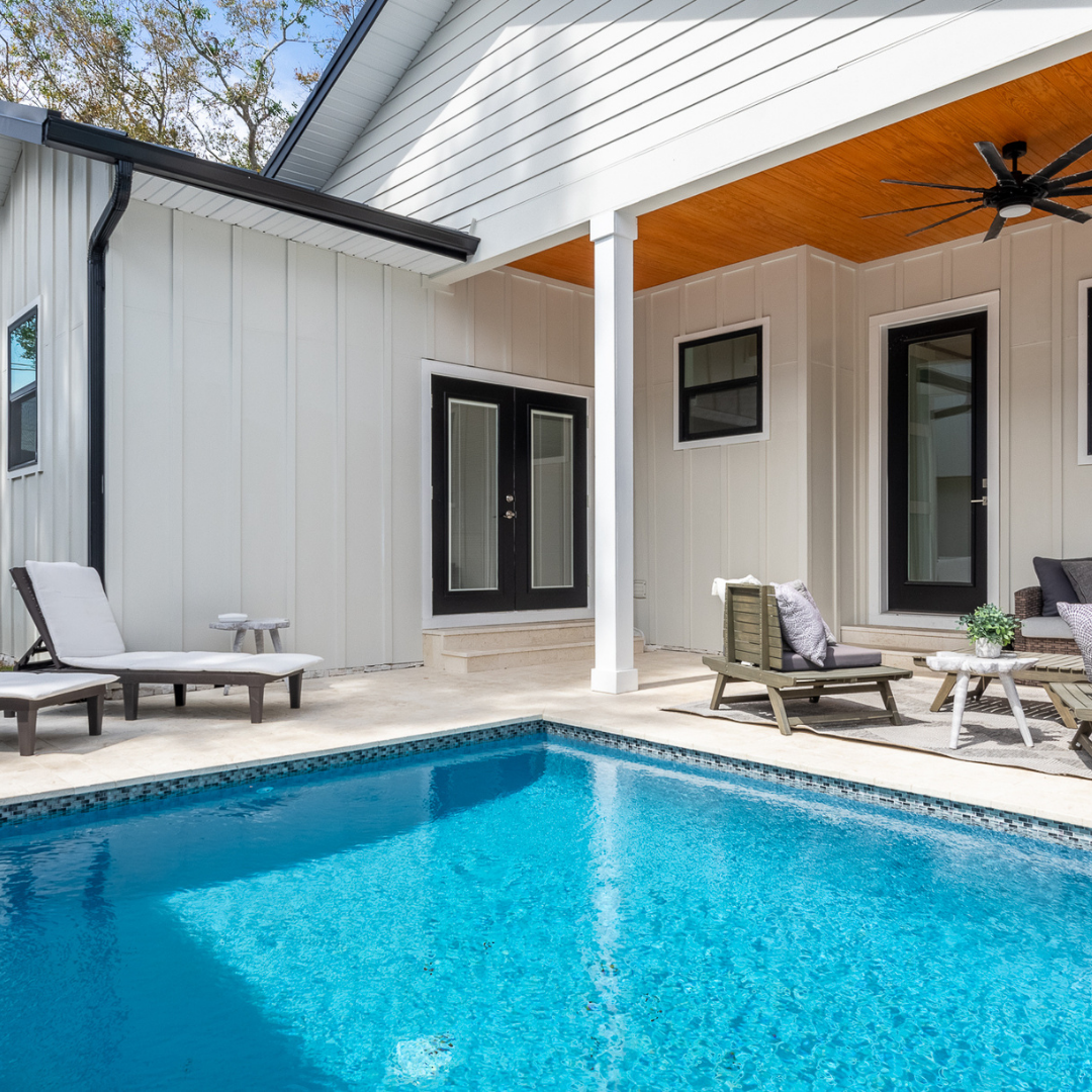 outdoor patio and pool
