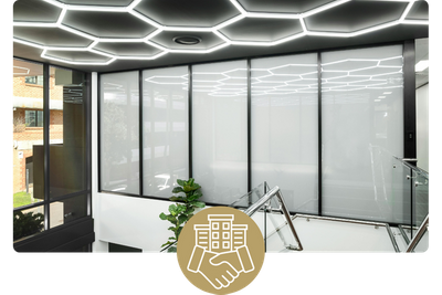 commercial stairway with cool ceiling