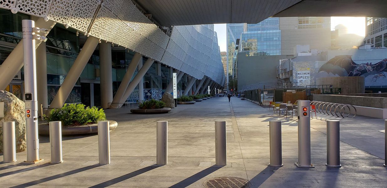 Retractable Bollards at Transbay Transit Center in San Francisco, CA