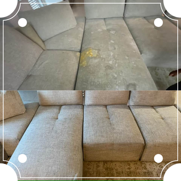 before/after of once-dirty, well-cleaned couch