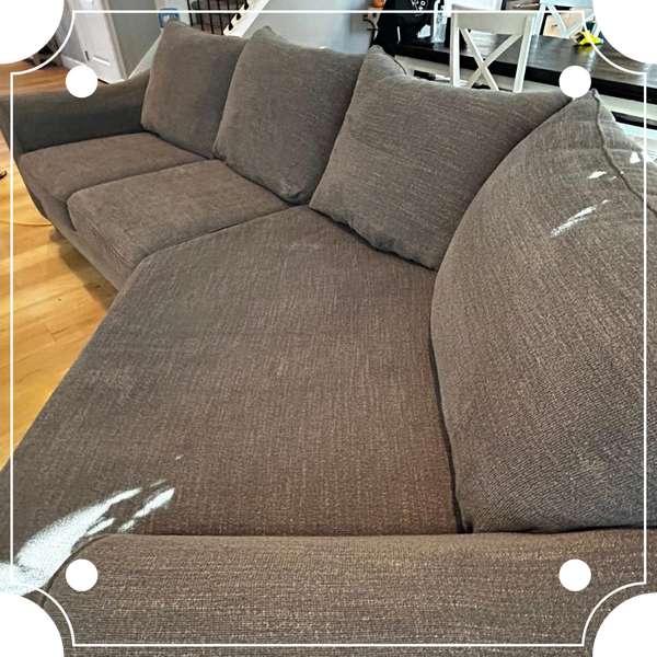 angled couch, freshly cleaned. sunlight