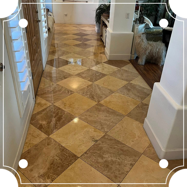 checkered brown tiles, nice and shiny