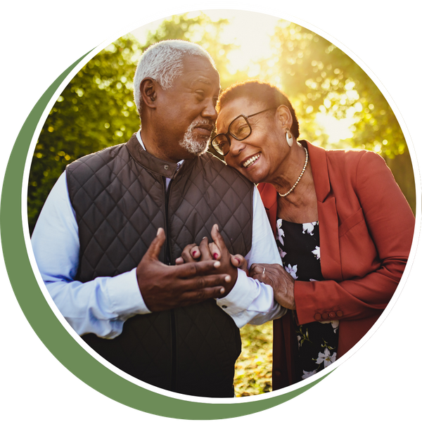 older couple walking outside