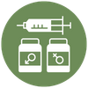 needle with hormone symbols icon