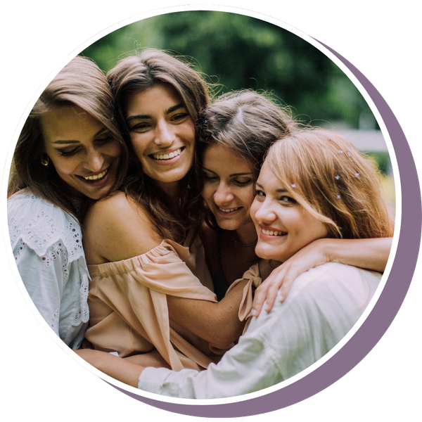 smiling woman embracing