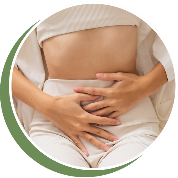 woman holding stomach