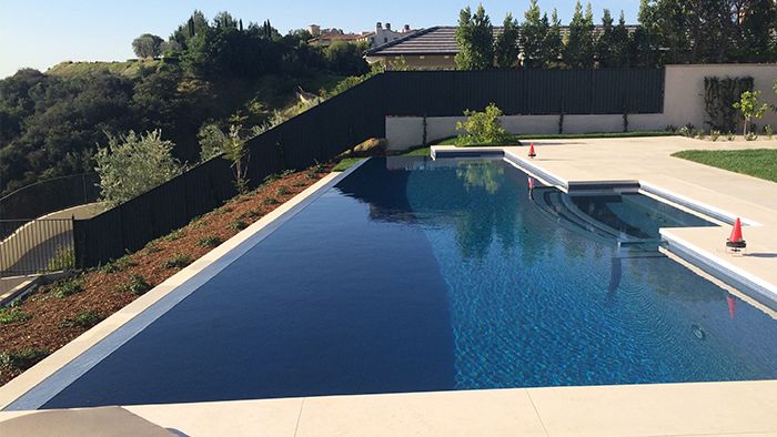 Pool in backyard of California