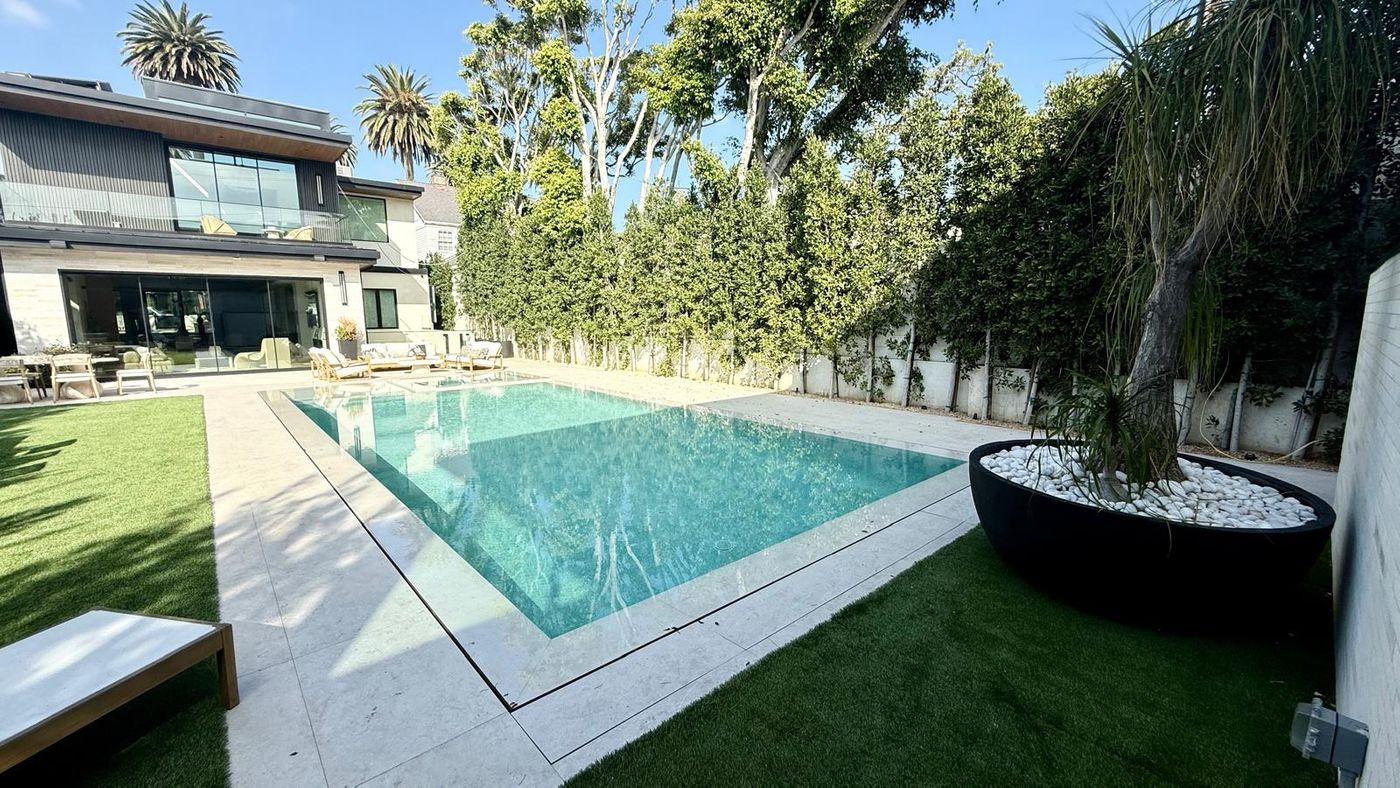 architectural pool design white pebble santa monica