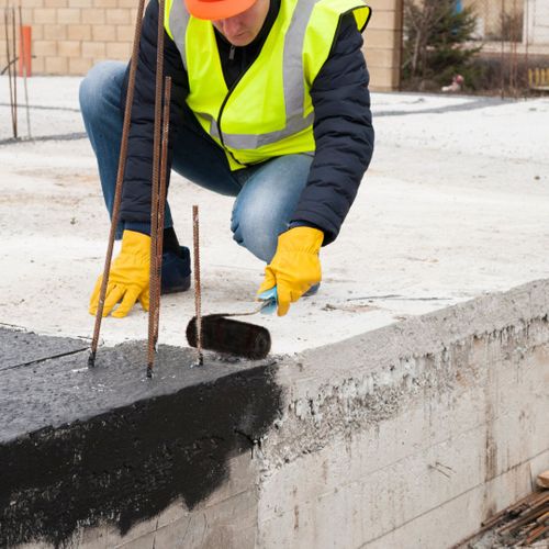 building being waterproofed