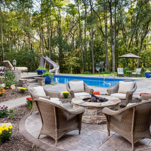 Firepit by pool