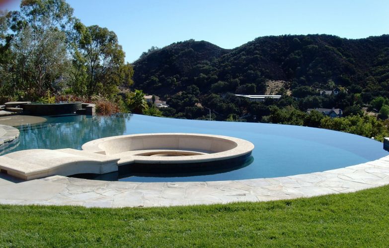 Poolside Fire Pit with Mountain View