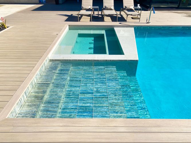 Baja Step Pool Tile Jacuzzi Pebble Finish 