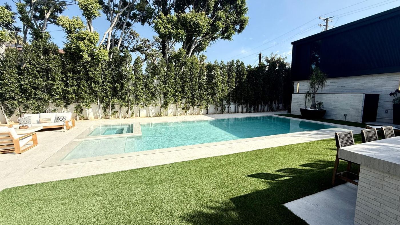 raised spa porcelain coping modern pool santa monica