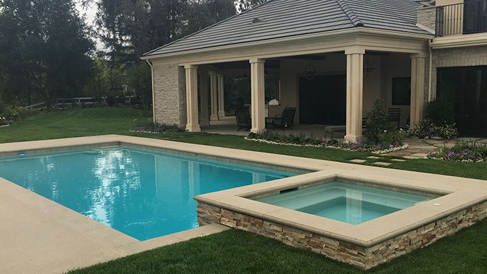 Pool in backyard