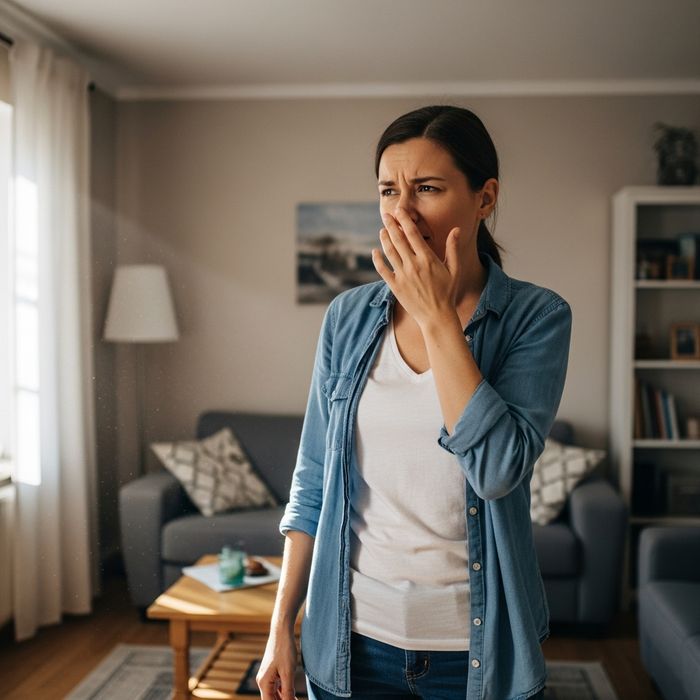 person who smells an odor in their home