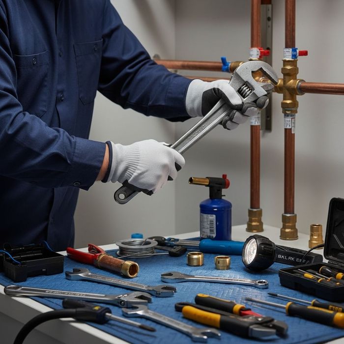 plumber with tools