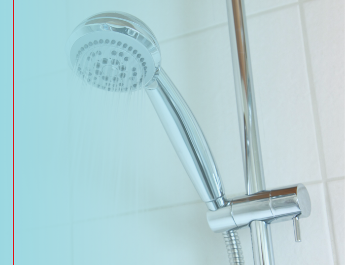 Water coming from a shower head.