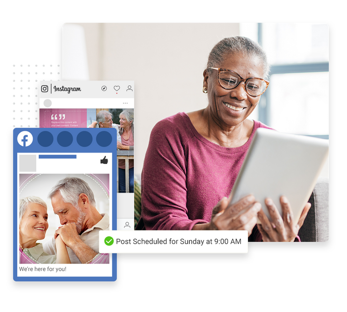 Assisted living social media scheduler