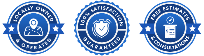 Trust Badges - Locally Owned and Operated | 100% Satisfaction Guaranteed | Free Estimates and Consultations