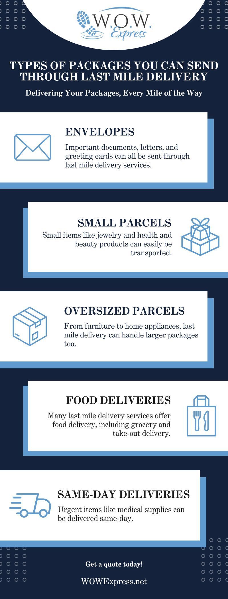 Types of Packages You Can Sent Through Last Mile Delivery infographic