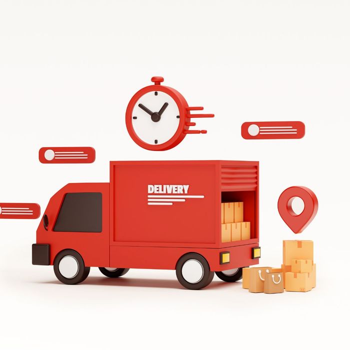animated red delivery truck
