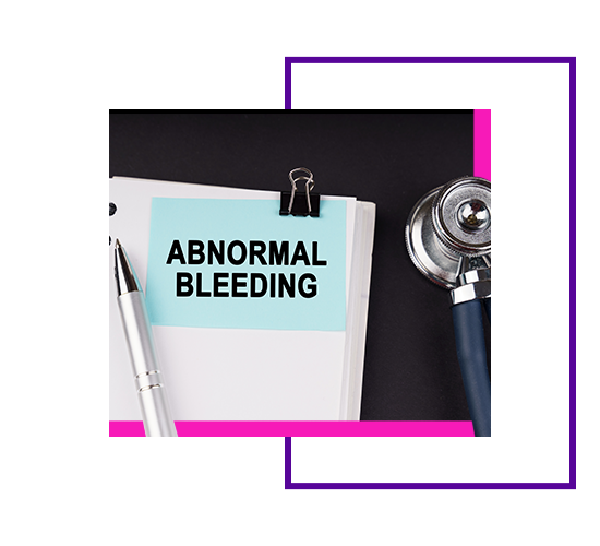 A clipboard with the words Abnormal Bleeding