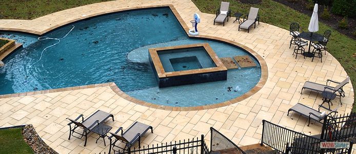 pool deck made of large pavers