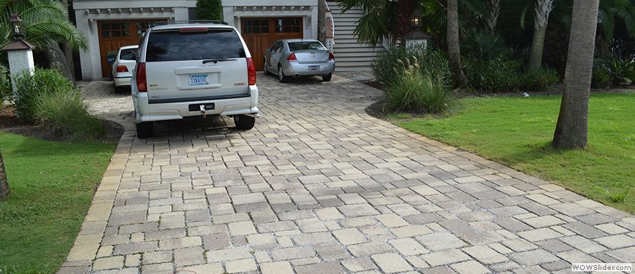 driveway built from paver bricks