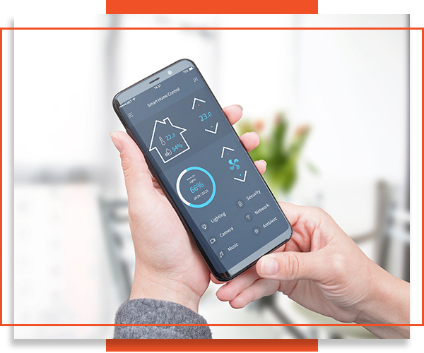 person using phone to control smart home