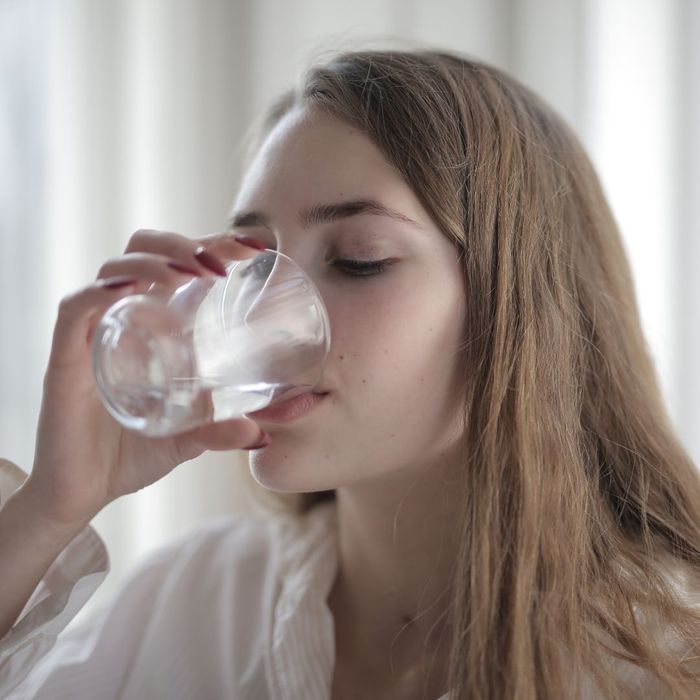 woman drinking water