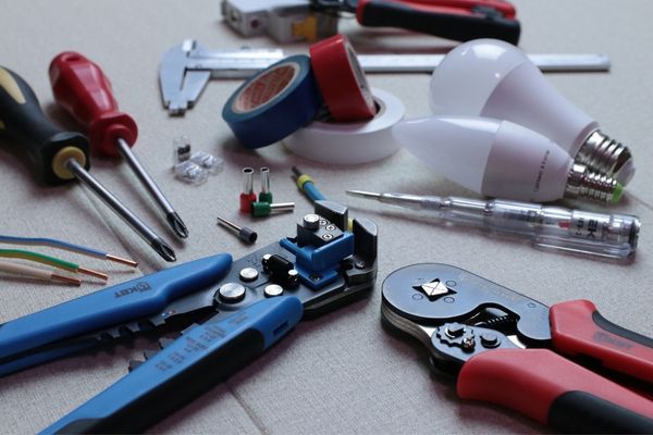 electrical tools laying out
