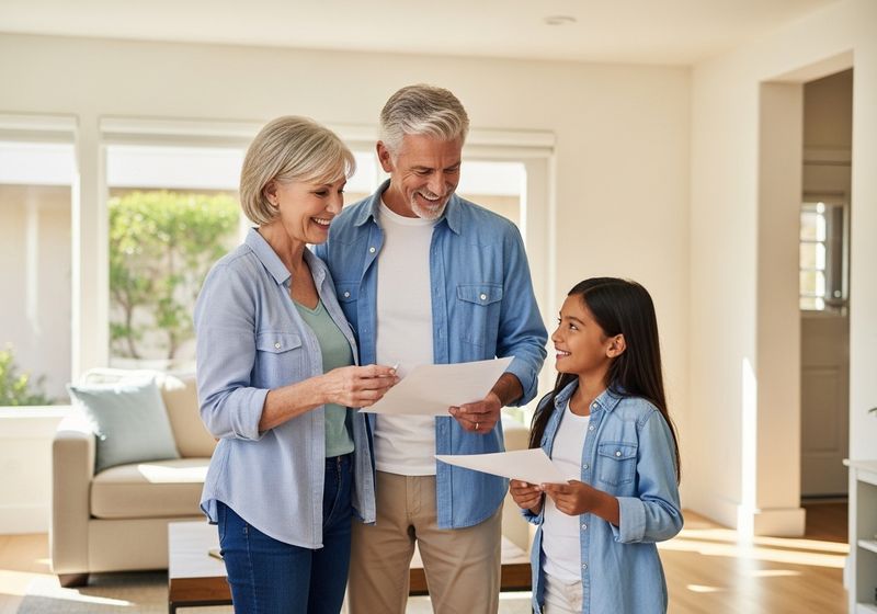 Grandparents and Granddaughter Bonding Over Paperwork