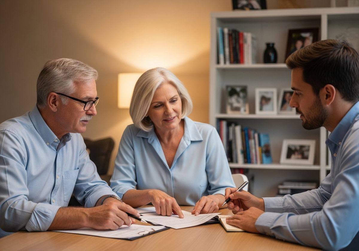 Financial advisor meeting with senior couple