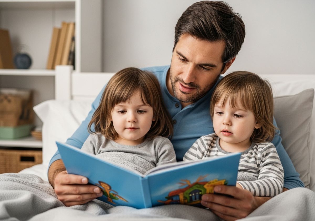 Father reading to his children