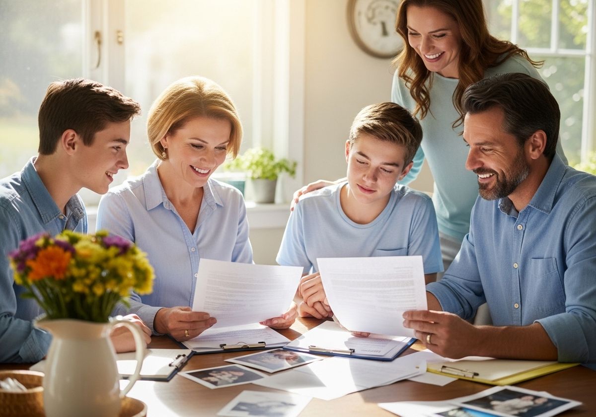 Family Reviewing Documents Together at Home