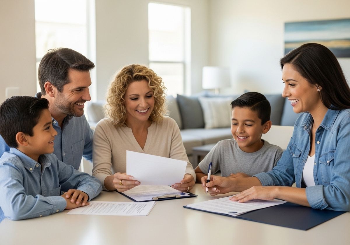 Happy Family Reviewing Documents Together