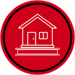 horizontal beam with a simple house resting on top icon