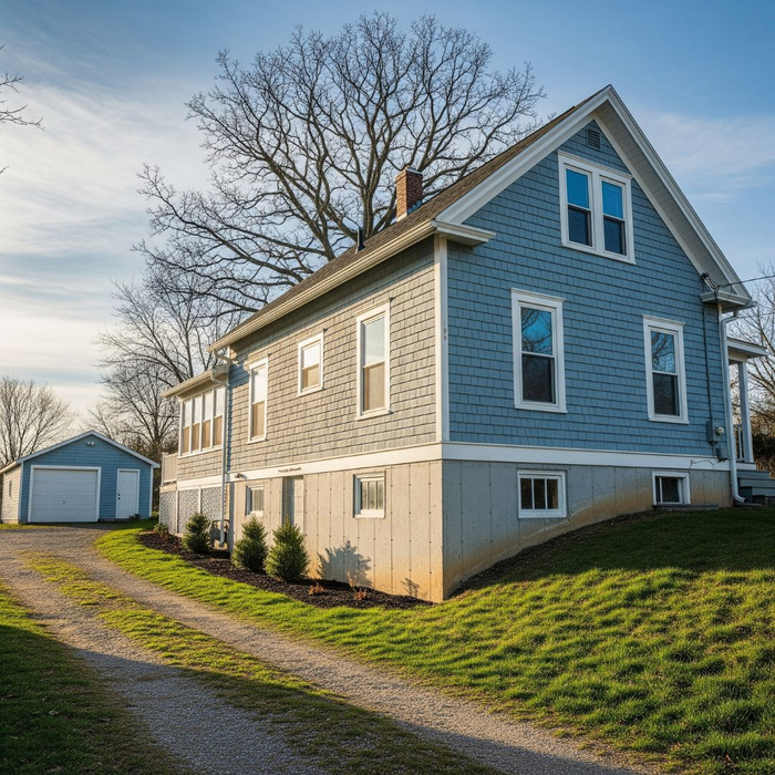 house with foundation showing