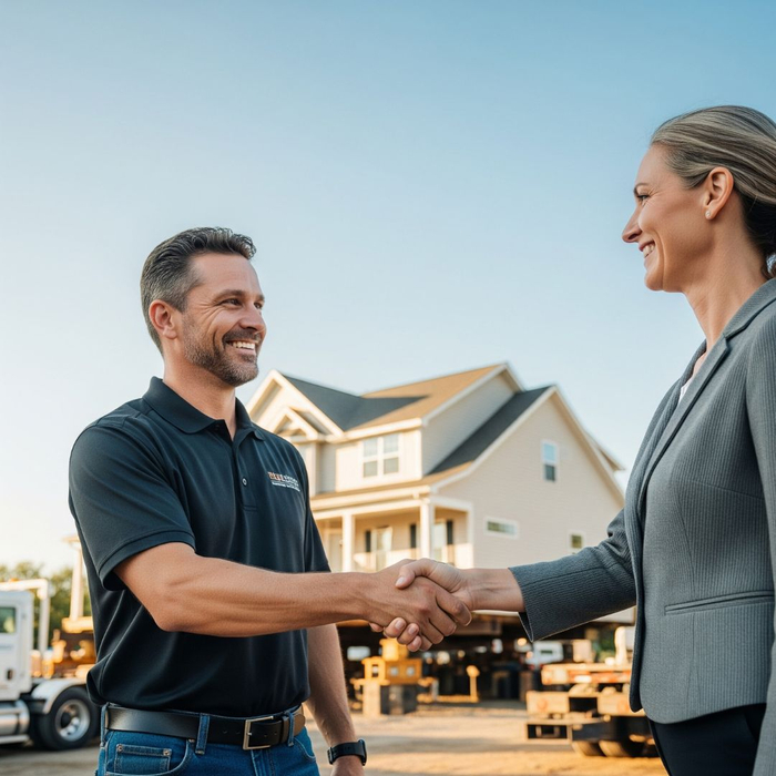 contractor shaking hands with customer