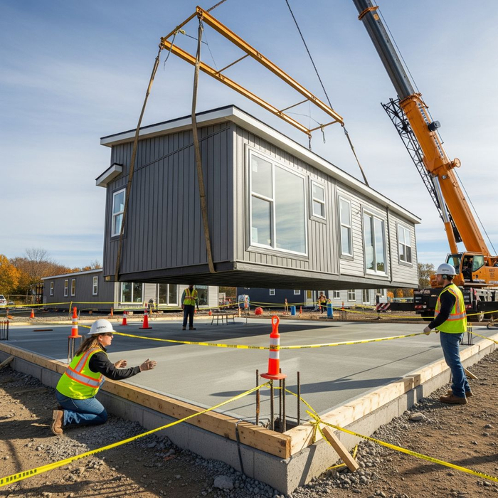 a house being set on a new foundation